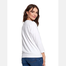 GŁADKA DAMSKA bluzka BIAŁA 3/4 rękaw BAWEŁNIANA MORAJ